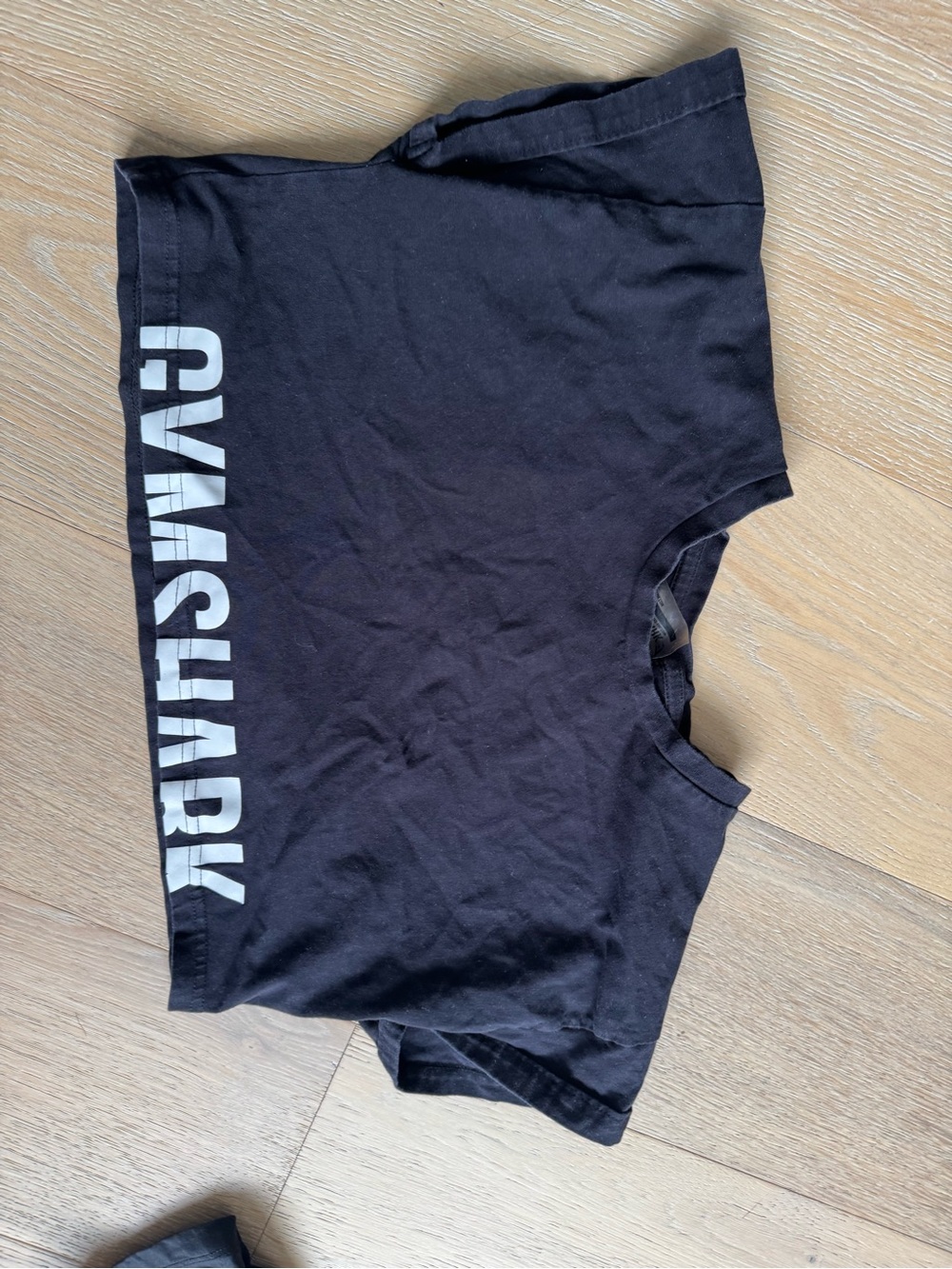 Gymshark Black Crop Top with White Logo